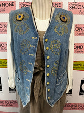 Load image into Gallery viewer, Vintage Mondi Embellished Denim Vest (Size S/M)