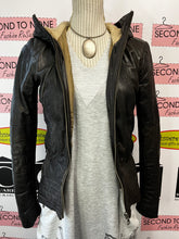 Load image into Gallery viewer, Danier Hooded & Lined Leather Jacket (Size 3XS)