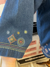 Load image into Gallery viewer, Vintage Tabi Embroidered Hem Denim Shirt (Size XL)