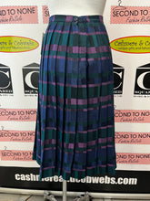 Load image into Gallery viewer, Vintage Purple, Navy & Green Dark Plaid Pleated Kilt (Size 10)