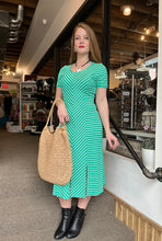 Load image into Gallery viewer, Vibrant Green Striped T-Shirt Dress
