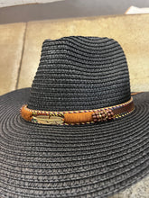 Charger l'image dans la galerie, Black Cowboy Hat with Faux Leather Strap (Only 1 Left!)