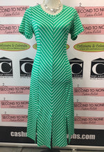 Load image into Gallery viewer, Vibrant Green Striped T-Shirt Dress
