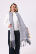 Load image into Gallery viewer, Grey Fringe Blanket Scarf