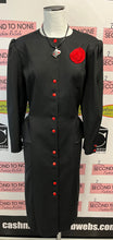 Load image into Gallery viewer, Vintage Black Peplum Dress with Red Accents (Size 13/14)