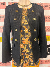 Cargar imagen en el visor de la galería, Black Jacquard Military Style Jacket (Size M)