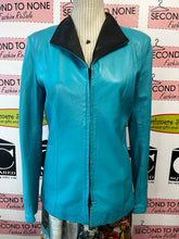 Load image into Gallery viewer, Vintage Teal Italian Leather Jacket (Size 44)