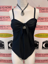 Cargar imagen en el visor de la galería, Black One-Piece Swimsuit with Tie Front (Size L)