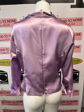 Load image into Gallery viewer, Purple Satin Cinched Blouse (Size Large)