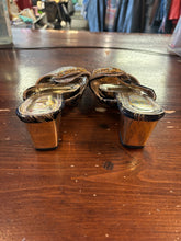 Load image into Gallery viewer, Embellished Golden Kitten Heel (Size 36)