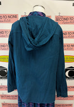 Charger l'image dans la galerie, Columbia Dark Teal Micro Plaid Hooded Shirt (Size XL)