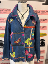 Load image into Gallery viewer, Butterly Applique Denim Jacket (Size Large)