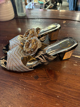 Load image into Gallery viewer, Embellished Golden Kitten Heel (Size 36)