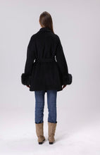 Cargar imagen en el visor de la galería, Belted Coat with Faux Fur Cuff (2 Colors)