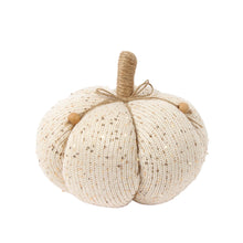 Load image into Gallery viewer, Ivory & Gold Bling Knitted Pillowy Pumpkin