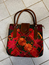Load image into Gallery viewer, Bazarte Hand Embroidered Floral Tote Bag