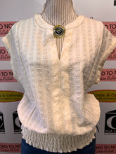 Load image into Gallery viewer, Ivory Puckered Hem Blouse (Size L)
