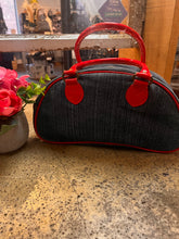 Cargar imagen en el visor de la galería, Y2K Denim/Red Vinyl Harley Davidson Purse