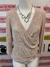 Load image into Gallery viewer, Vintage Blush Sparkly Mock-Wrap Top (Size 10)