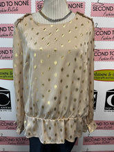 Cargar imagen en el visor de la galería, Fransa Gold Polka Dot Blouse (Size L)