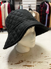 Load image into Gallery viewer, Black Reversible Sherpa Bucket Hat
