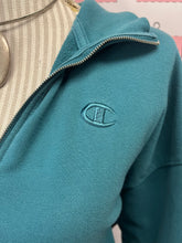 Load image into Gallery viewer, Champion Vintage Look Teal Zip Neck Sweater (Size M)