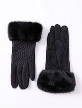 Load image into Gallery viewer, Cable Knit Faux Fur Gloves (2 Colors)