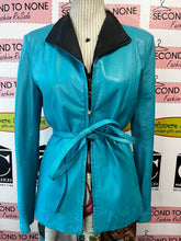 Load image into Gallery viewer, Vintage Teal Italian Leather Jacket (Size 44)