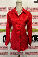 Load image into Gallery viewer, Vintage Red Rose Satin-Like Blouse (Size M)