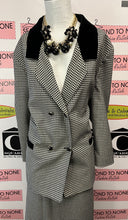 Load image into Gallery viewer, Vintage B&W Gingham Jacket & Skirt Set (Size L/XL)
