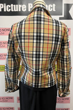 Cargar imagen en el visor de la galería, Patrick King Thompson Camel Plaid Biker Jacket (Size L - Fits Small)