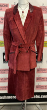 Load image into Gallery viewer, Vintage Red Leather & Snake Skin Jacket & Skirt Set (Size 10)