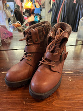 Load image into Gallery viewer, Sweater Cuff Heeled Combat Boot (Size 7)