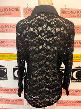 Load image into Gallery viewer, Black Open Lace Button Down Shirt (Size 46 = L)