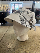 Load image into Gallery viewer, Sartorial Crown B&W Floral Embroidered Sun Cloche Hat