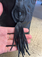 Load image into Gallery viewer, Vintage Laredo Black Leather Fringe Cowboy Boots (Size 9.5)