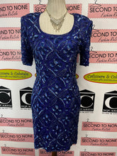 Load image into Gallery viewer, Purple Beaded 100% Silk Evening Dress (Size M)