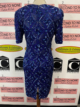 Load image into Gallery viewer, Purple Beaded 100% Silk Evening Dress (Size M)