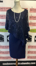 Load image into Gallery viewer, Laura Navy Capelet Dress (Size 12)