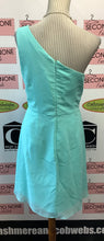 Load image into Gallery viewer, Aquamarine David’s Bridal One Shoulder Dress (Size 12)