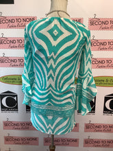 Cargar imagen en el visor de la galería, Teal Zebra Print Sheer Top (Size M)