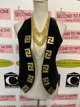 Load image into Gallery viewer, 1990s Genuine Leather Halter Vest with Greek Inlays (Size S/M)