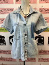 Load image into Gallery viewer, Kate Hewko Acid Wash Soft Denim Top (Size XL)
