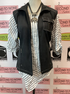 Black Denim Look Vest (Size XL)
