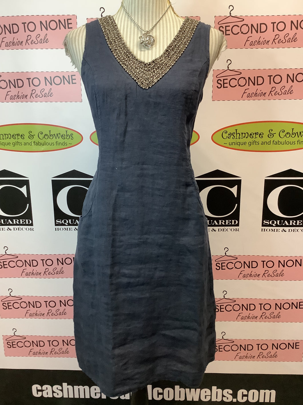 Lina Tomei Studded Linen Dress (Size S)