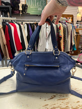 Load image into Gallery viewer, Danier Blue Pebbled Leather Handbag + Dustcover
