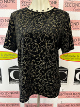 Charger l'image dans la galerie, TanJay Black Velour With Gold Pattern 2 PC Shirt Set (Size L)