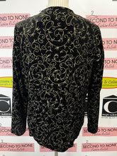 Charger l'image dans la galerie, TanJay Black Velour With Gold Pattern 2 PC Shirt Set (Size L)