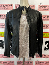 Load image into Gallery viewer, Black Genuine Leather Motorcycle Jacket (Size M)