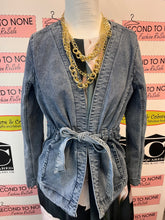 Load image into Gallery viewer, FDJ Muted Belted Denim Jacket (Size XS)